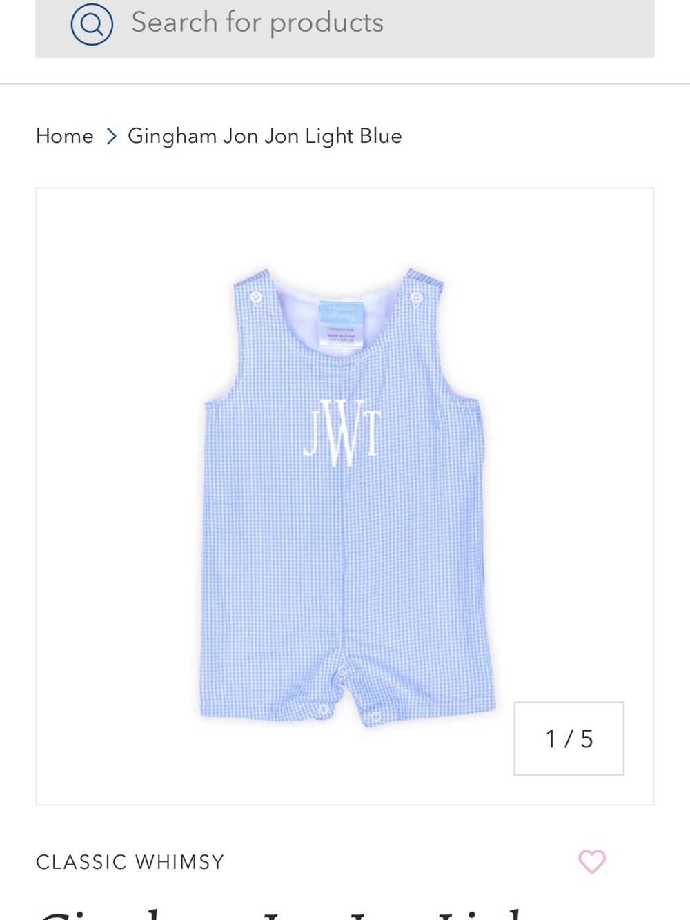 New nwt classic whimsy blue gingham 2t Jon Jon plaid boys